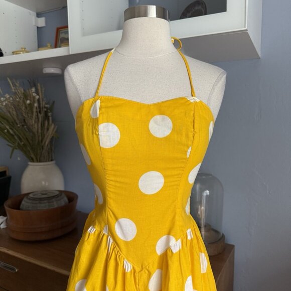 Vintage Byer California Yellow Polka Dot Romper Halter Neck Size S/M - Picture 5 of 7
